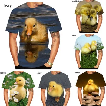 2023 Нови летни патица с животни, Ежедневна мода, Къс ръкав, Мъжки, женски, забавни, креативни, красиви 3D тениски, потници