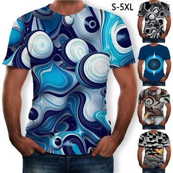2024 Нова лятна тениска с 3D цифрово принтом Art Illusion Дамски Мъжка мода Ежедневните Свободни улични блузи с къс ръкав