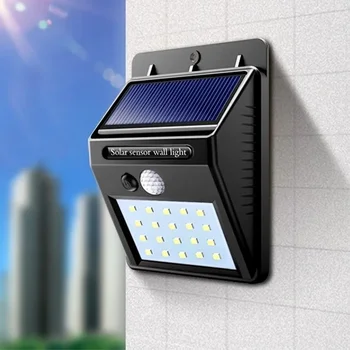 30 led външни слънчева светлина, Слънчева светлина, Сензор за движение, монтиран на стената лампа, Водоустойчив Уличен фенер на слънчевата енергия, Градински интериор