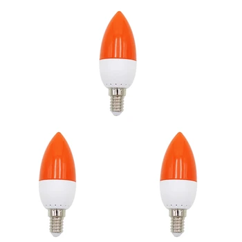 3X led лампа с цветен фитил E14, цвят свещ, червен