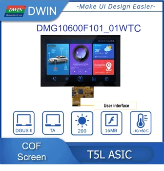 DWIN 10.1-инчов Екран с резолюция HMI 1024*600 Пиксела 16,7 M Цвята TN TFT LCD дисплей Arduino ESP32 STM32 Panel СБР Structure
