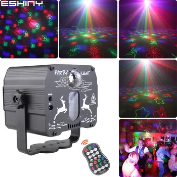 ESHINY 60 Patterns Battery DJ Disco Light Party R & G Лазерен Проектор RGB LED Magic Ball Bar Танцова Зала С Ефект Лампи USB F2N6