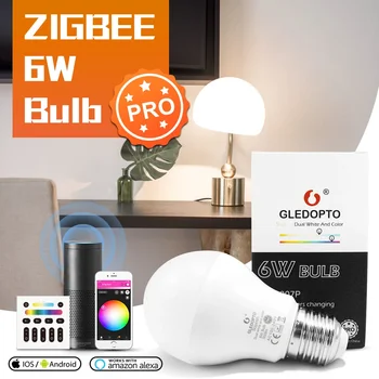 Gledopto ZigBee 3.0 Pro 6 W RGBCCT E27 E26 Led лампа Работи с приложение Echo Plus Алекса SmartThings .. / APP / Гласов / радиочастотное управление на 2.4 G