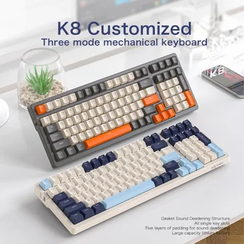K8 100Keys Безжична ръчна детска клавиатура, 2.4ghz/5,0 Безжична връзка с гореща замяна на Уплътнението на клавиатурата Тиха дизайн