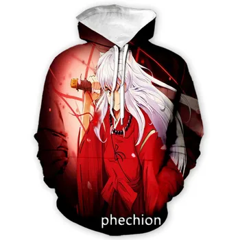 phechion Модерен Мъжки/дамски спортни блузи Inuyasha с 3D принтом, Градинска ежедневни hoody в стил хип-хоп, дрехи Z130