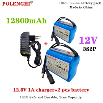 POLENGHI 11.1V12.6V литиева батерия 12V 18650 3S2P акумулаторна батерия 12800 mAh детектор на риба място за подводен риболов светлинен индикатор