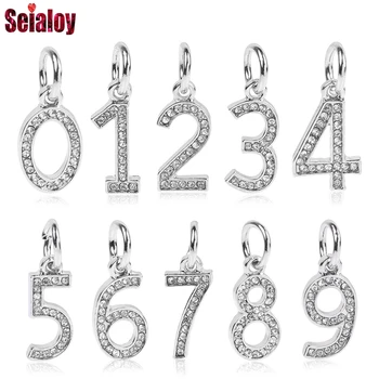 Seialoy Сребрист цвят, блестящ кристал, цифров окачване с цифри, подвешенная към оригиналния браслету и ожерелью, бижута, Аксесоари