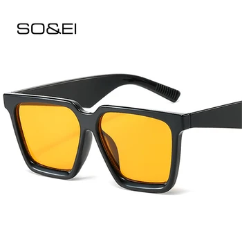 SO & EI Нови Квадратни Дамски Слънчеви очила с ярки цветове, на Модната марка, Дизайнерски Нюанси UV400, Мъжки Тенденция на синьо-зелени Слънчеви Очила