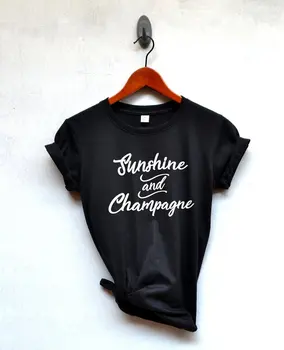 Sugarbaby/ Ново записване, тениска с надпис Sunshine and Champagne, подарък за жена, тениска, подарък за рожден ден, тениска с графичен дизайн на тениска, облекло