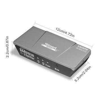 TESmart 1x2 HDMI Splitter1 In 2 Out HD Video Splitter Поддържа EDID 18 gbps 4k60hz HDMI Splitter