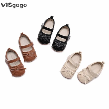 VISgogo/ обувките Мери Джейн за малки момичета; стеганая обувки на принцесата на равна подметка с хубав нос; ежедневни обувки за ходене за бебета и малки деца;