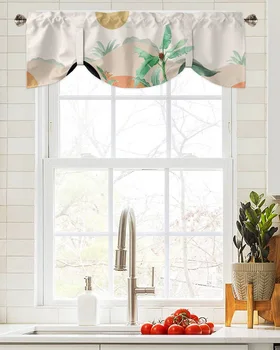Абстрактни листата на растенията в стил бохо, душ завеса на прозореца, хол, Кухненски шкаф, престилката, корниз, Джобен балдахин