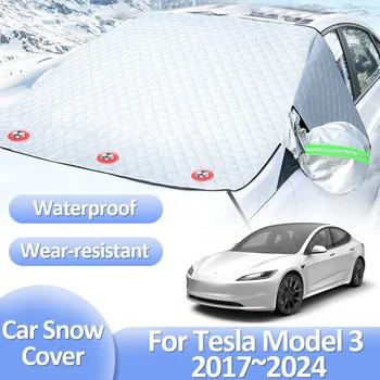Авто Снежната Покривка за Tesla Model 3 2017 ~ 2024 2018 2019 2023 Зимни Стъкла Със Защита от Замръзване, Защита От лед, Външни Автоаксесоари