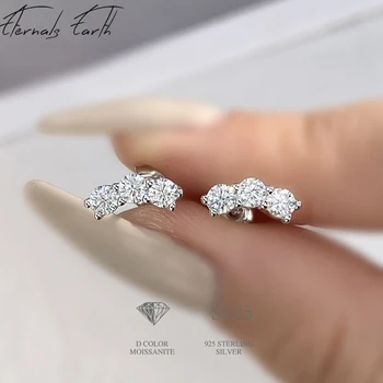 Блестящи Обеци-карамфил с диаманти от муассанита 3 мм за жени, сега Сребро 925 проба, сватбени бижута от бяло Злато с покритие 18 Карата