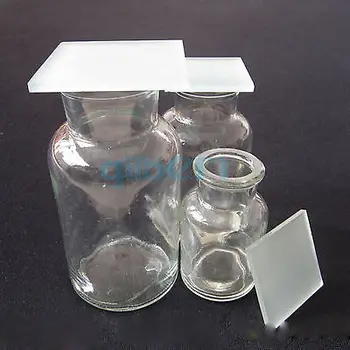 бутилка За Събиране на Газ от Лабораторно Стъкло с диаметър 65 мм, 250 мл с Капак от Матово Стъкло