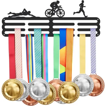 Държач за медали, дисплей за триатлон с закачалка за медали, за джогинг, закачалка за медали, за колоезденето, закачалка за плуване, Персонални закачалка за медали, рамка за стеллажа за изложбата на стоки