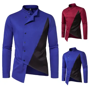 Есенно-зимни нови мъжки ризи 2023, моден тренд, мъжки ежедневни ризи с дълъг ръкав неправилна цветове