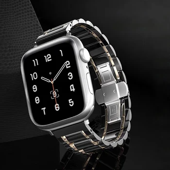 за iwatch 6 5 4-лентов Керамични гривна за apple watch se серия ремъците 6 5 4 3 44 мм 42 мм 40 мм 38 мм луксозен керамичен каишка Бизнес