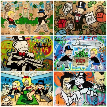 Изкуството графити на Алек Монополиса Художествени плакати и картини на платно за хола Cuadros Home Decor Picture