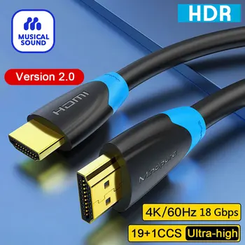 Кабел HDMI HDR от мъжете на мъжа Позлатени Високоскоростен HD, 4K, HDMI-Съвместим за компютър HD TV BOX PS4 Дърва Switcher