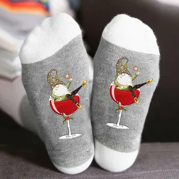 Коледни чорапи до глезена, есен-зима, женски, мъжки, с фигура на Дядо Коледа, Чорап под формата на Купа, нова година Коледен подарък удобни чорапи
