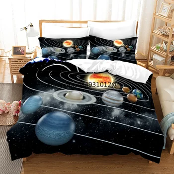 Комплект спално бельо Space Galaxy, покривки за легла Single Twin Full Queen King Size Sky Stars Planet, определени пододеяльников за пуховых одеяла, детско одеяло стеганое