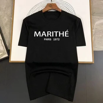 Луксозна марка MARITHE с писмото принтом, дамски нова тениска, мъжки блузи, лятна модна тениска с къс ръкав, мъжки тениска от 100% памук.