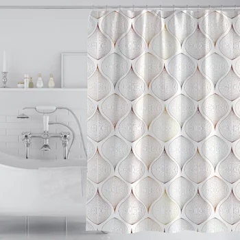 Модерни геометрични завеси за душ Оставят завеса за баня водоустойчива, защитена от мухъл, изолационна капачка за къпане с пластмасови куки 12шт