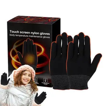 Мъжки найлонови зимни ръкавици с отопление, работни ръкавици със сензорен екран, высокочувствительные антистатични ръкавици за колоездене в студено време