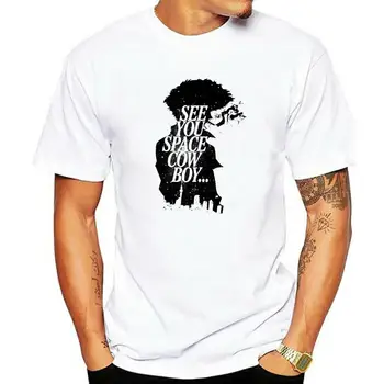 Нова аниме Ковбойская тениска Bebop, мъжка мода, мультяшная бяла тениска с принтом, лятна тениска с кръгло деколте и къс ръкав, улични върховете harajuku