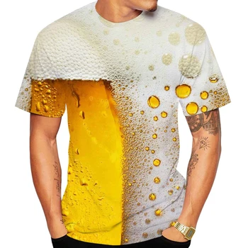 Нова Висококачествена Мъжка Тениска С Бирена 3D Принтом, Модни Лятна Тениска С Къси Ръкави, Ежедневни Забавни Върхове
