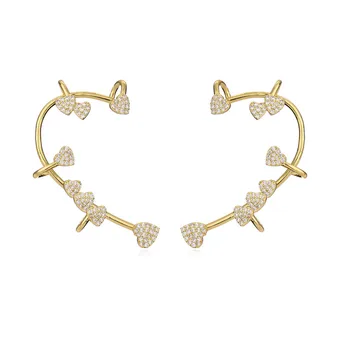 Нови дамски обеци от 18-каратово злато с кристали, цирконий неправилна форма във формата на сърце, заушники, популярен подарък за любителите на модните бижута