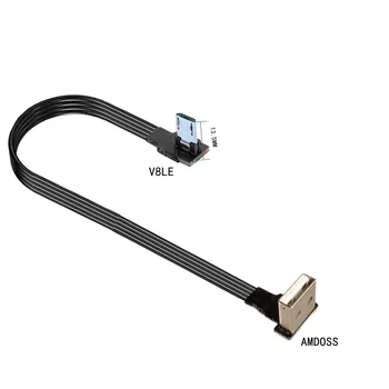 От 3 метра Нагоре и надолу, ляв и десен ъгъл 90 градуса USB Micro USB мъжки към ультракороткому USB-мъж Кабел за зареждане на данни 1 м 2 м