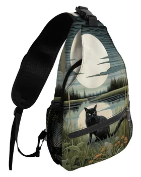 Отличителни чанти Cat Moon Jungle за жени, мъжки водоустойчива чанта-незабавни посланици, Дамска спортна чанта за пътуване, регулируем чанта през рамо с едно рамо