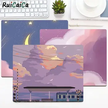 Подложка за мишка с гледката от виолетови облаци, малко геймърска подложка за мишка с изображение на анимационни Аниме, клавиатури, подложки за мишки Smooth Company за PC, подложка за мишка