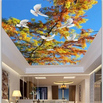Потребителски тапети 3d красива разклонение на дърво синьо небе, бял гълъб стенопис дневна спалня хотел великолепна фреска 3d papel de parede