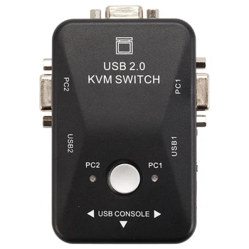 Превключвател Usb Kvm Switch Превключвател с 2-портов разпределителен блок Vga Svga Usb 2.0 Мишка Клавиатура Разпределителен блок 1920X1440