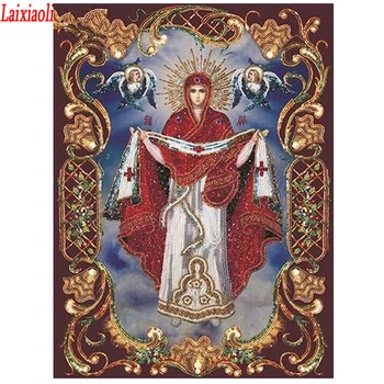 Пълна картина на Диамантена Пресвета Дева Мария 5d кръст Бод Религиозна Икона Лидер Диамантена Мозайка 3d бродерия кристали декор