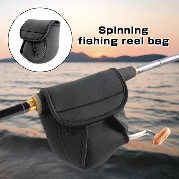 Размери S / M / L, черен калъф за спиннинговой риболовната макара, Неопреновое колелото, Защитен мек калъф за носене, Водоустойчива чанта за макарата, Инструмент за съхранение на риболовни принадлежности