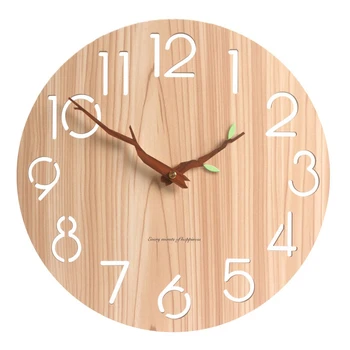 Скандинавските Дървени 3D Стенни Часовници Art Hollow Wall Clock За Детска Стая/Домашен интериор 12 Инча