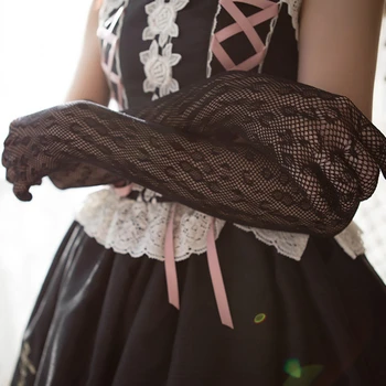 Сладко Тънък Слънчеви Сватбени Черни Мрежести Дълги ръкавици в стил Лолита 