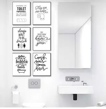 Смешни цитати за тоалетна хартия, четка за зъби баня стени на изкуството, платно за Живопис скандинавските плакати и отпечатъци на стената на снимките за баня
