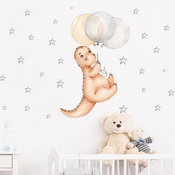 Стикери за стена с мультяшными животни за детски стаи, балон, звезда, behemoth, декоративни 3D стикери за стена за детски стаи, детски стикери за стена