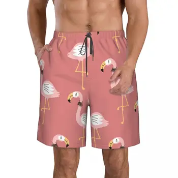Фламинго, 3D печат, Летни мъжки къси панталони, хавлии за Плаж, Хавайски домашни къси панталони на съвсем малък за почивка