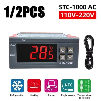 Цифров led температурен регулатор STC-1000, термостат по Целзий, Нагряване, охлаждане, 2 релета на Изхода на сензора НПМ, сонда ac 110-220 В