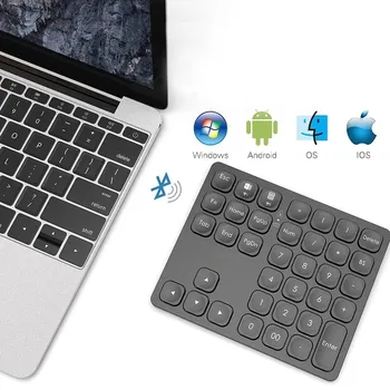 Цифрова клавиатура с 36 бутони, акумулаторна двойна безжична цифрова клавиатура Bluetooth, мини-външна цифрова панел за лаптоп, iPad с IOS и Windows