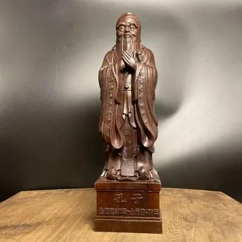 Чэньсян Дърворезба Подарък за Деня на Учителя Статуя на Конфуций Украса Фигурка Статуя на Буда, Конфуций Декорация на Дома, Подарък