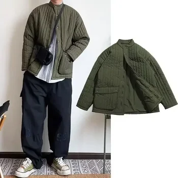 Японското зимата винтажное палто от цели памук, Ветрозащитная топло есенно-зимни дрехи за почивка на улицата, дрехи за младата двойка